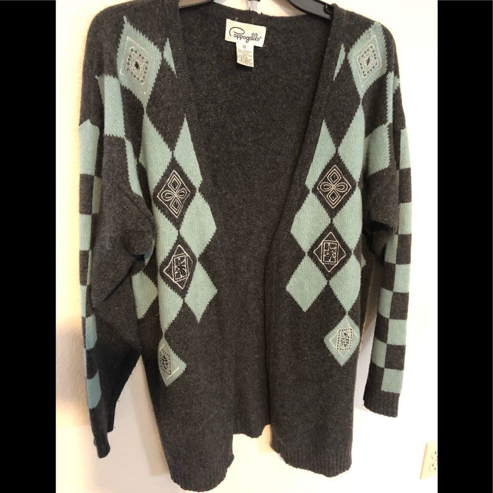 Pappagallo Women’s Cardigan Size M Lambswool/Angora Rabbit Hair/Nylon In EUC